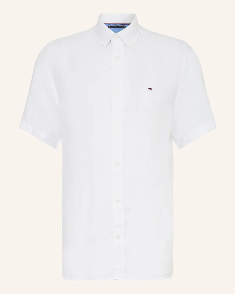 Tommy Hilfiger Kurzarm-Hemd Regular Fit aus Leinen Weiss