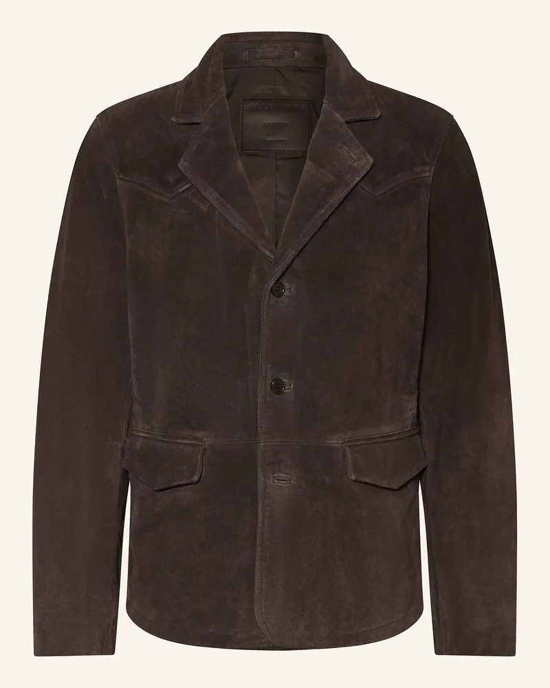 AllSaints Ledersakko HORNETT Slim Fit Dunkelgrau
