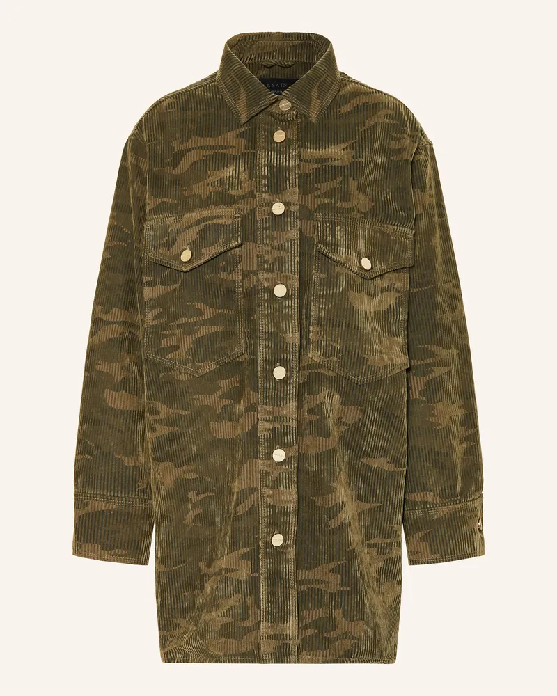 AllSaints Hemdblusenkleid FAYE aus Cord Oliv