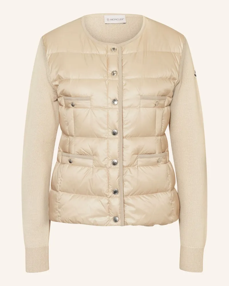 Moncler Strickjacke im Materialmix Beige