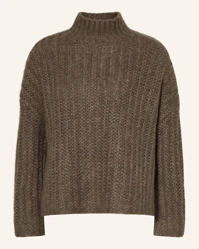 Mrs & HUGS Cashmere-Pullover Dunkelbraun