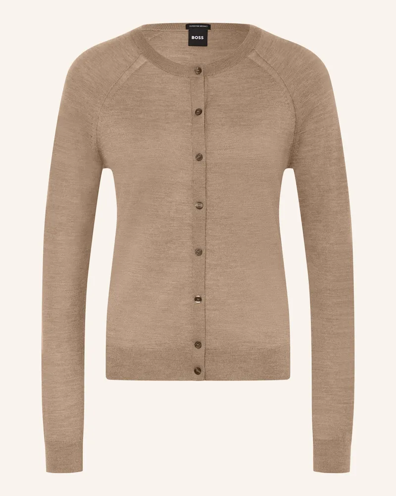 HUGO BOSS Strickjacke Fonami beige Hellbraun