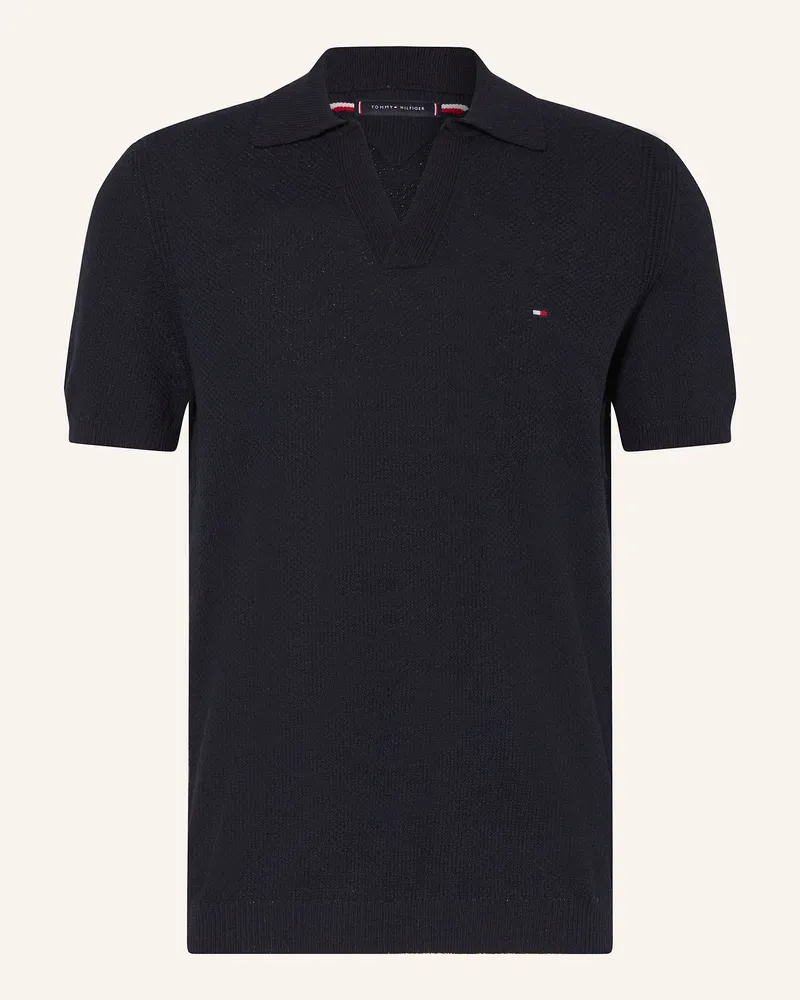 Tommy Hilfiger Strick-Poloshirt Regular Fit Dunkelblau
