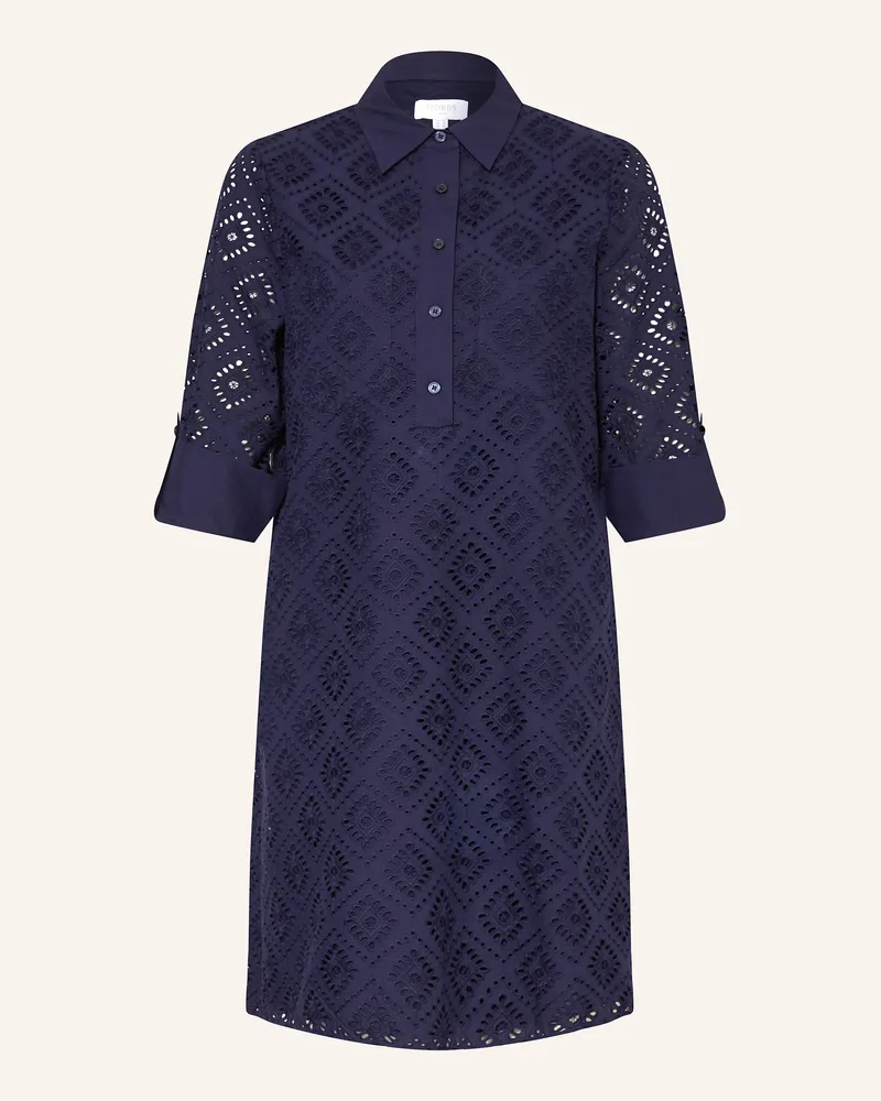 HOBBS London Hemdblusenkleid MARCIA aus Lochspitze mit 3/4-Arm Dunkelblau