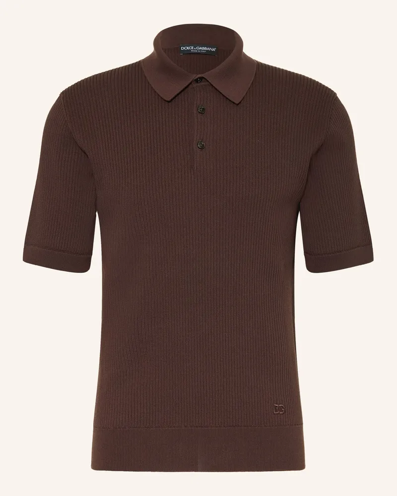 Dolce & Gabbana Strick-Poloshirt braun Dunkelbraun