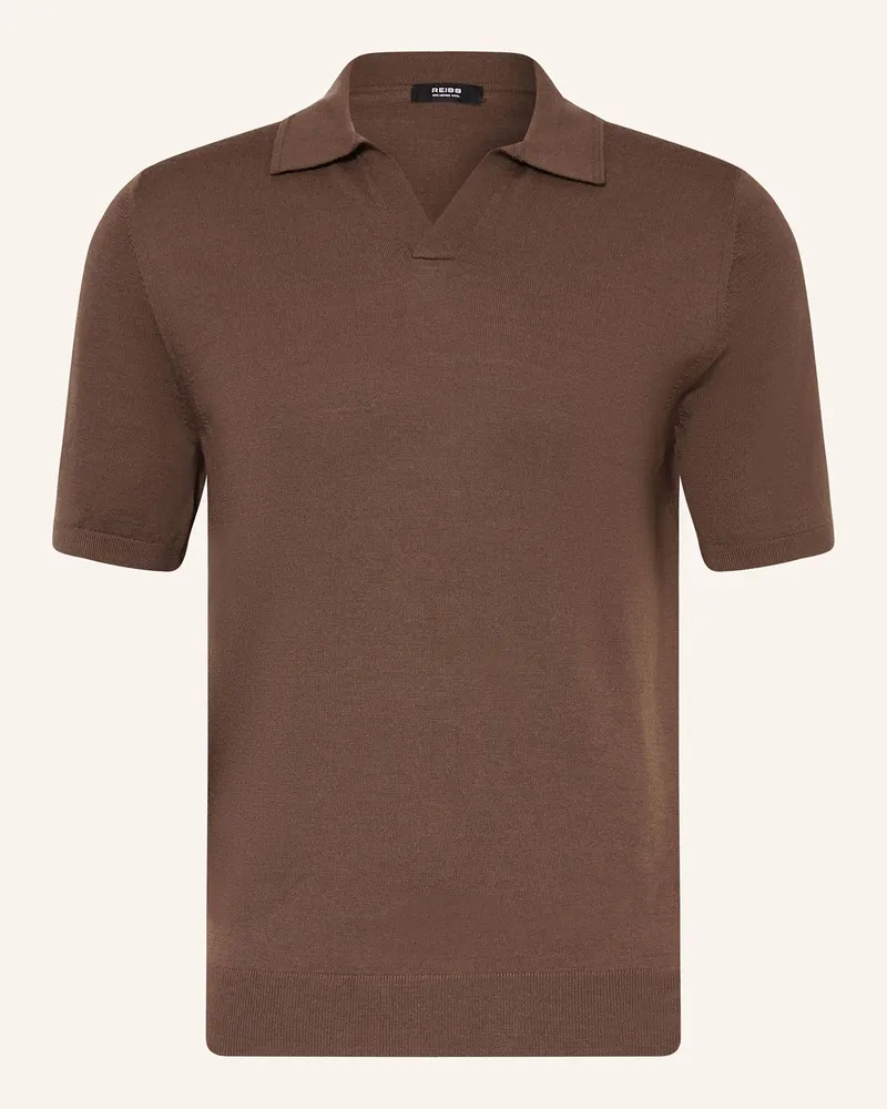 Reiss Strick-Poloshirt DUCHIE aus Merinowolle Dunkelbraun