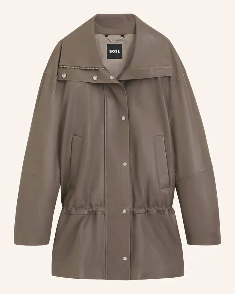 HUGO BOSS Lederjacke Saloro Relaxed Fit braun Braun