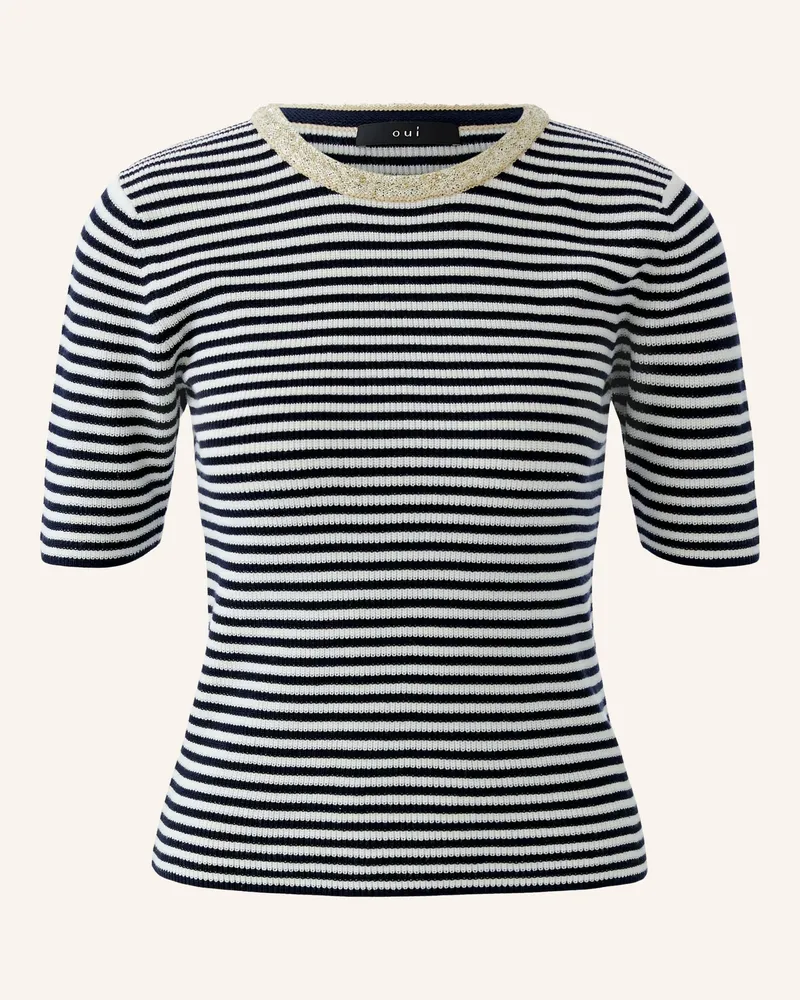 Oui  Strickshirt Mit Pailletten blau Dunkelblau