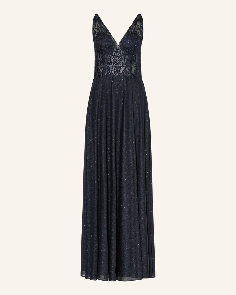 Vera Mont Abendkleid mit Glitzergarn und Spitze Dunkelblau