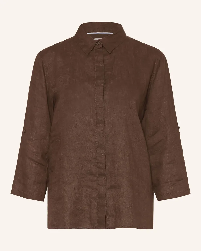 Brax Hemdbluse Vicki Aus Leinen Mit 3/4-Arm braun Dunkelbraun