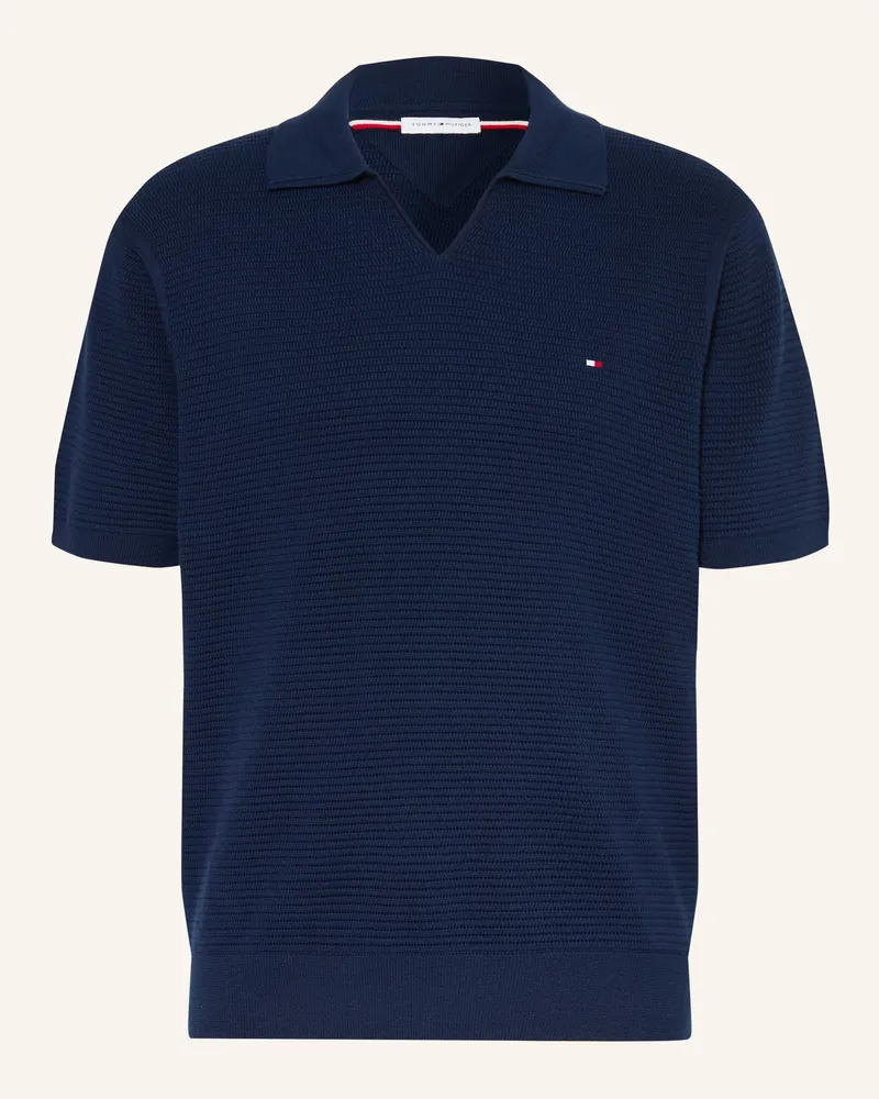 Tommy Hilfiger Strick-Poloshirt blau Dunkelblau