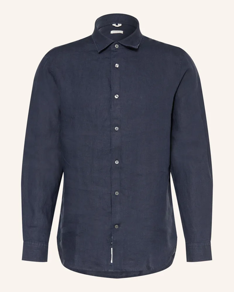 Arket Leinenhemd Regular Fit blau Dunkelblau
