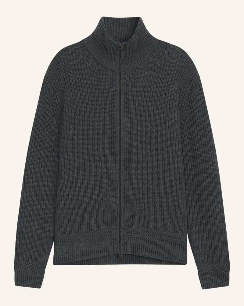 HUGO BOSS Strickjacke HILUSTRE_DB Relaxed Fit Dunkelgrau