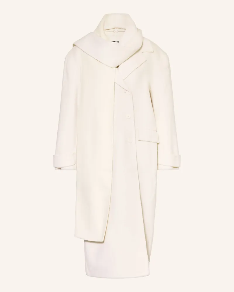 Sandro Cabanmantel mit abnehmbarem Schal Ecru