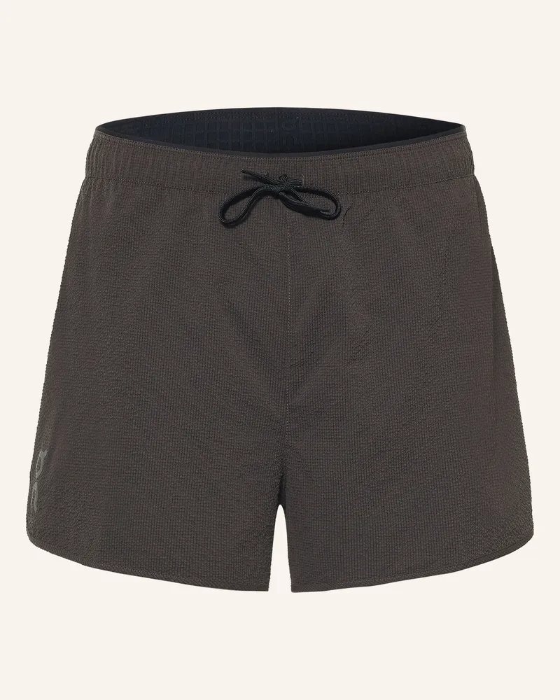 ON 2-In-1-Laufshorts Performance Volt braun Dunkelbraun