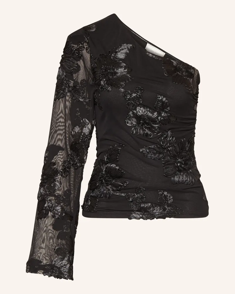 Neo Noir One-Shoulder-Bluse Friana Aus Mesh schwarz Schwarz