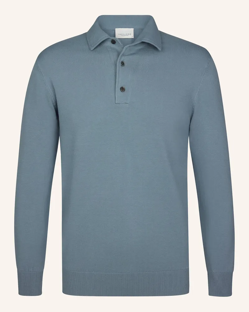 Profuomo Polo Langarm Blaugrau