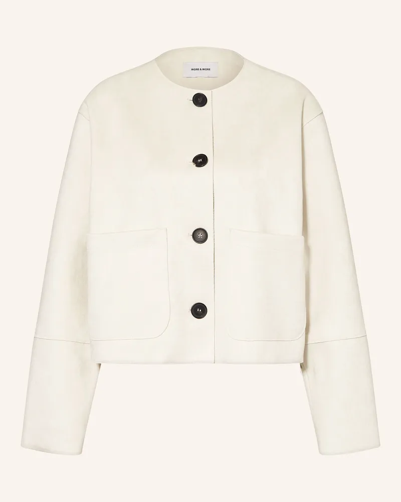 More & More Jersey-Kastenjacke in Lederoptik Beige