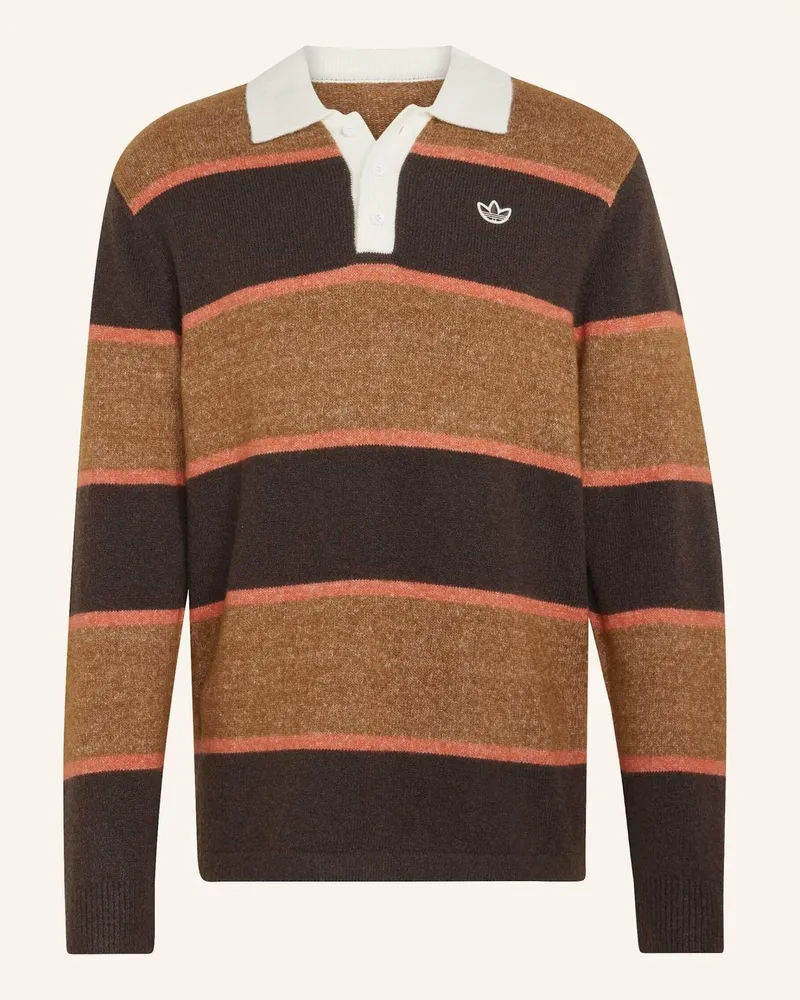adidas Winter Club Poloshirt, Strick, Streifen braun Braun