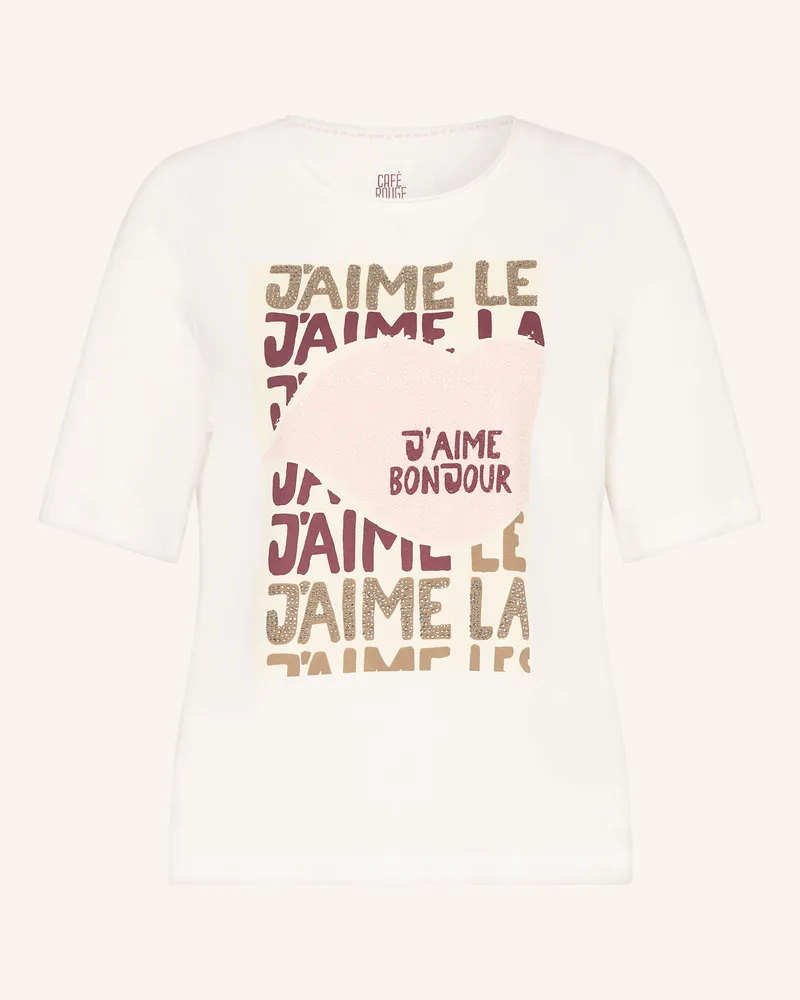 Oui  T-Shirt mit Schmucksteinen Weiss