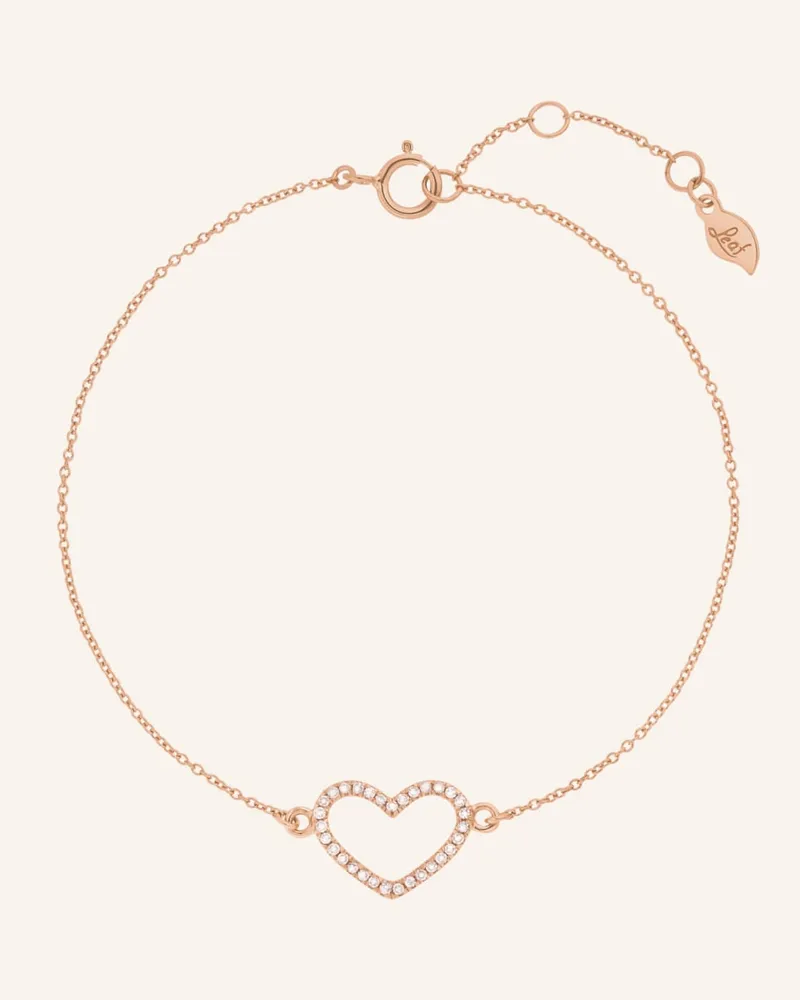 Leaf Armband HEART mit Diamanten Rosegold