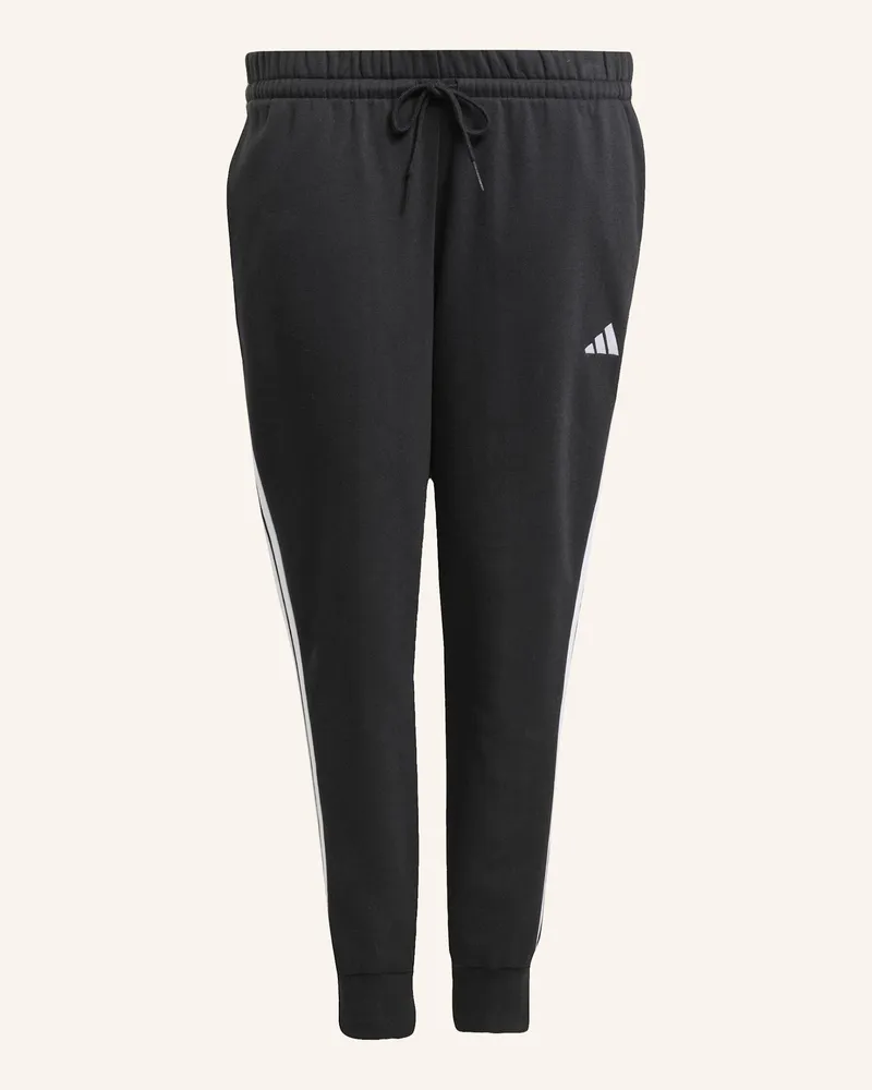 adidas ESSENTIALS 3-STRIPES FLEECE SLIM HOSE (GROSSE GRÖSSEN Schwarz