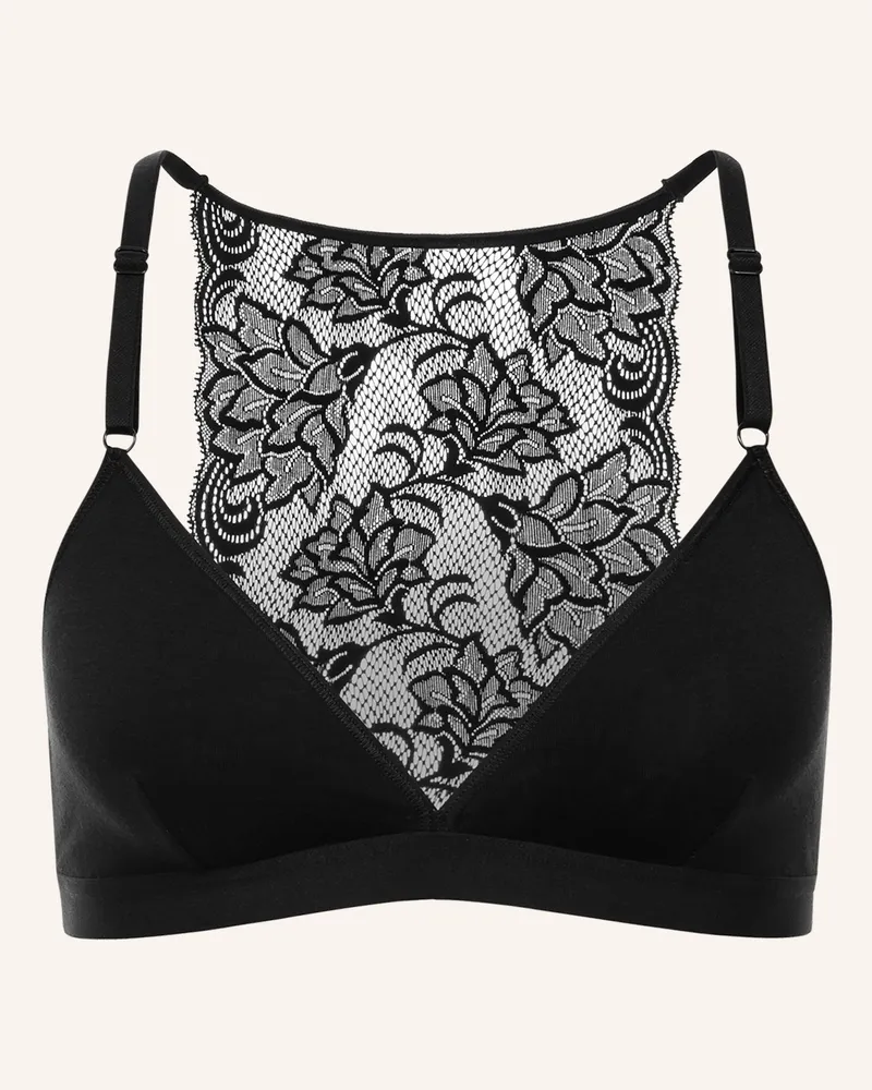 Ehrlich Textil Mathilda Bralette Mit Spitze Bügellos Aus Modal - Verstellbare Träger schwarz Schwarz