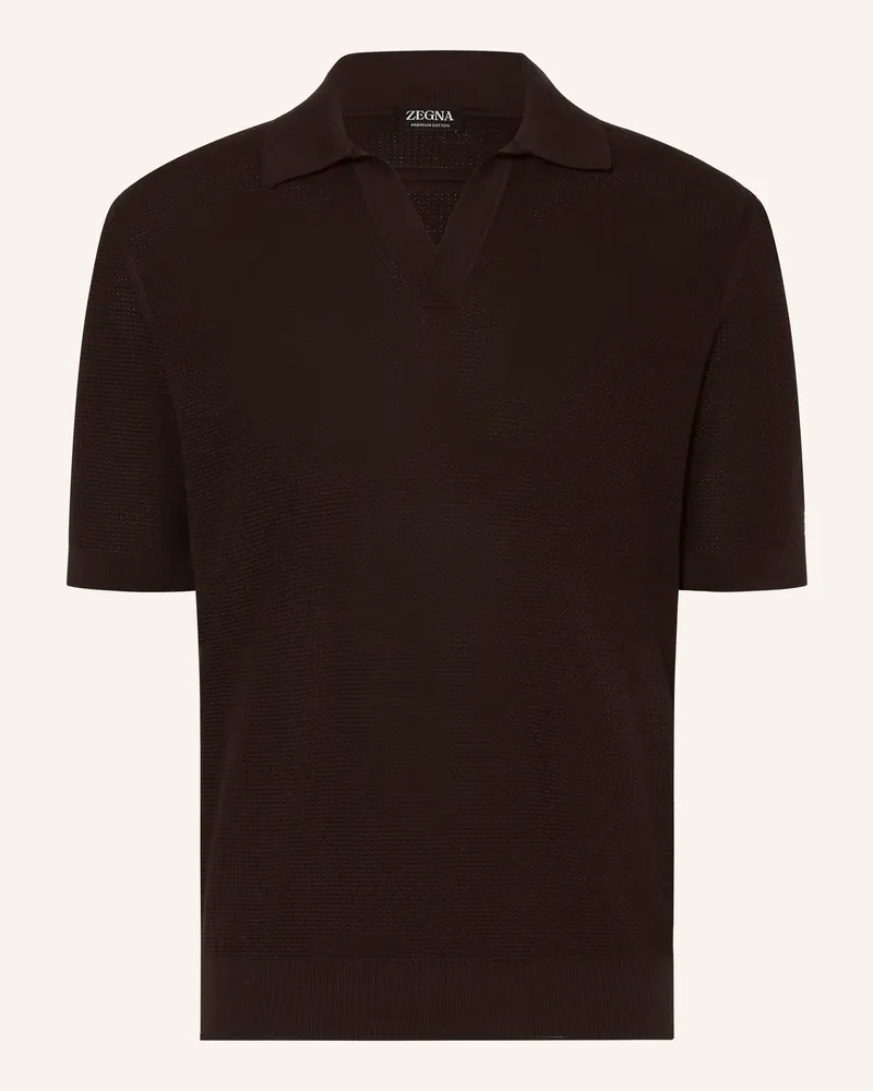 Ermenegildo Zegna Strick-Poloshirt braun Dunkelbraun