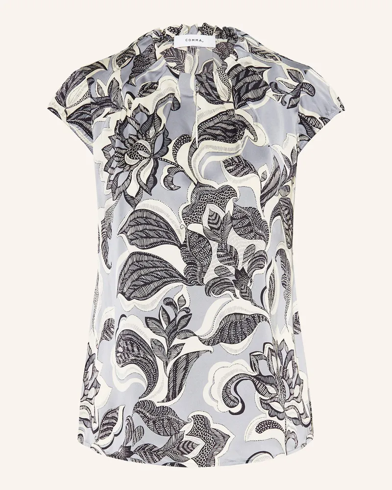 COMMA Blusentop aus Satin Blaugrau