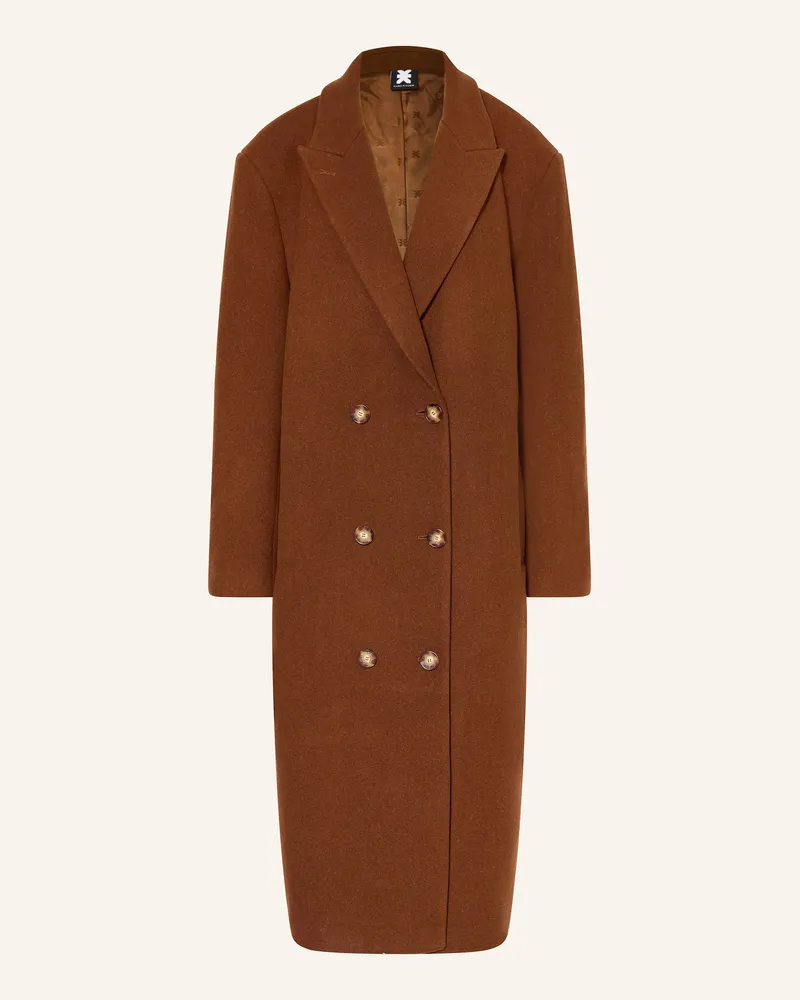 Karo Kauer Oversized-Mantel Braun