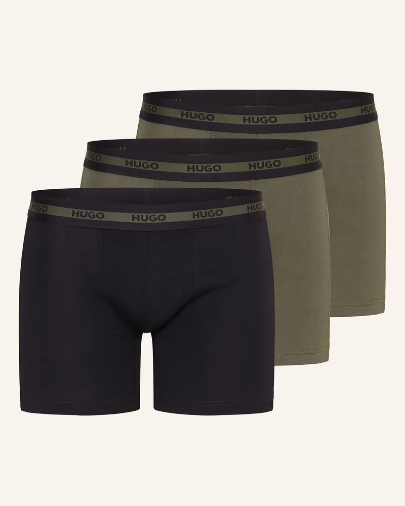 HUGO BOSS 3er-Pack Boxershorts Planet Des gruen Khaki