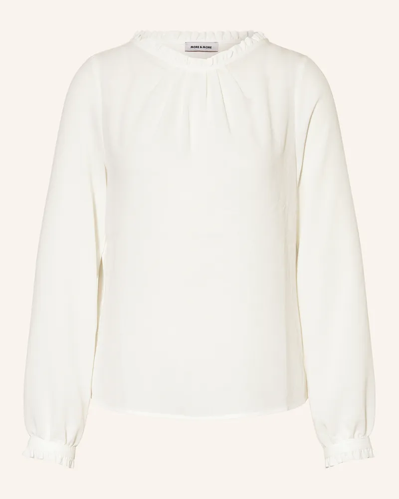 More & More Blusenshirt im Materialmix mit Rüschen Weiss