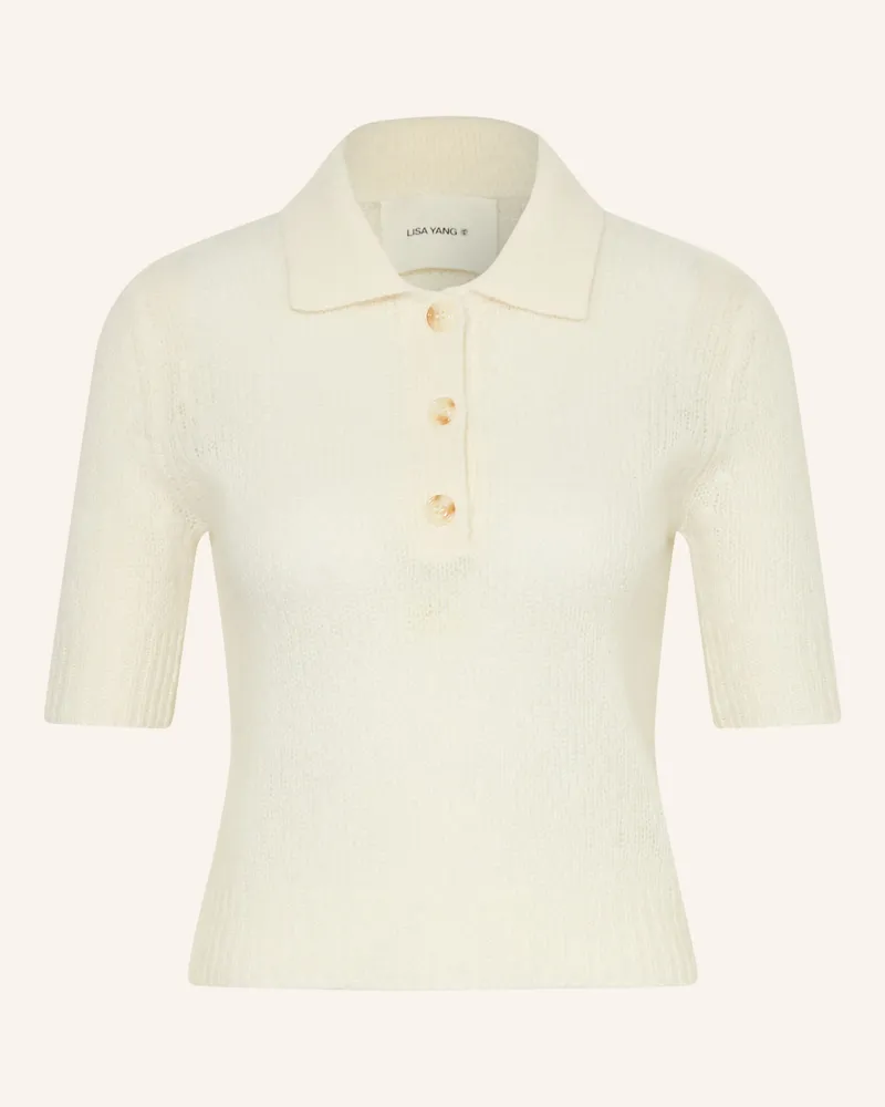 Lisa Yang Strick-Poloshirt Masy Mit Cashmere weiss Creme