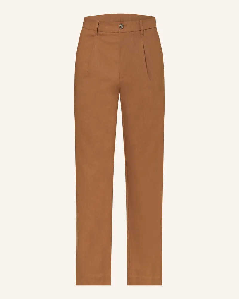 Calvin Klein Chino Relaxed Tapered Fit Mit Leinen braun Dunkelorange