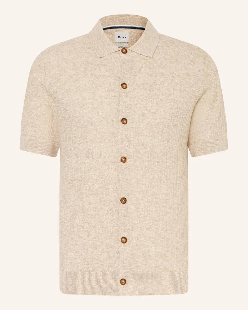 Brax Strickhemd Jimmy Slim Fit Mit Leinen beige Hellbraun