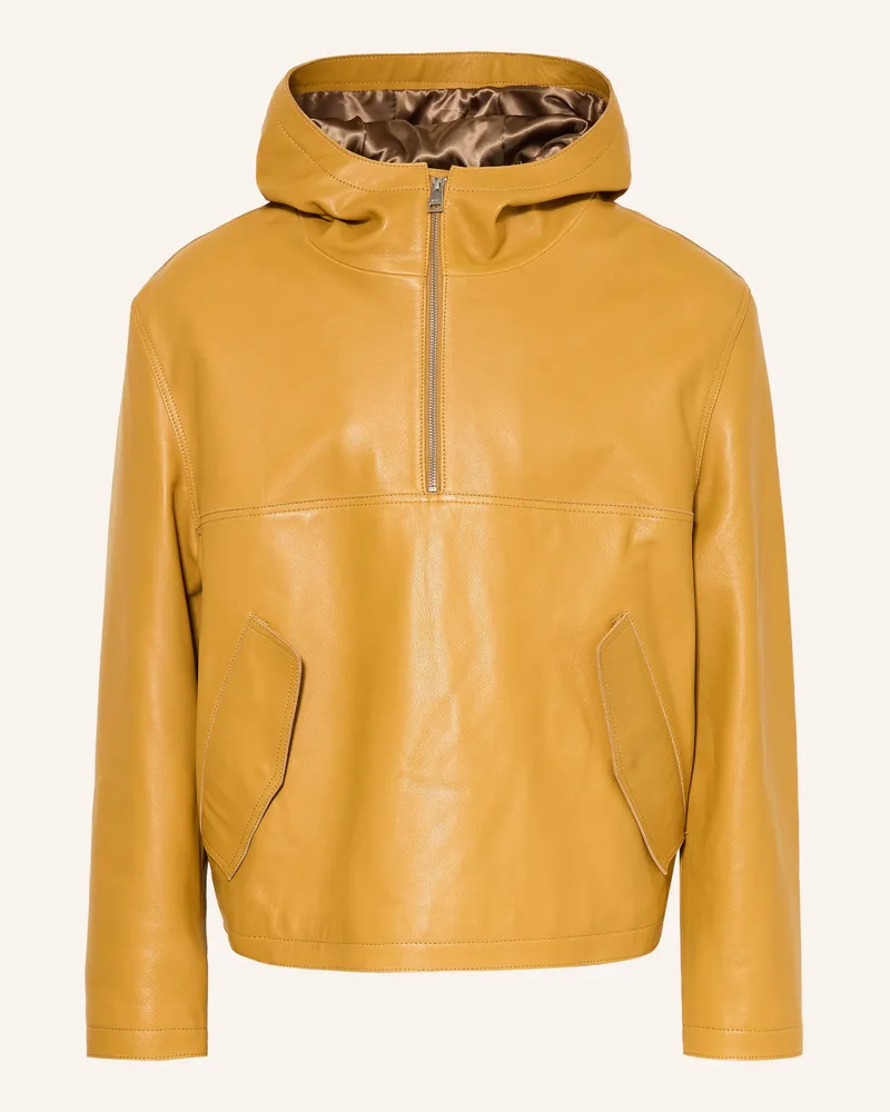 AMI Paris Schlupfjacke aus Leder Dunkelgelb