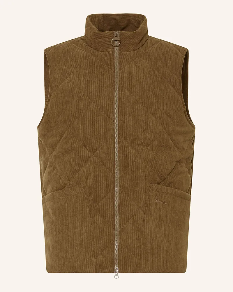 Barbour Steppweste LIDDESDALE aus Cord Dunkelbraun