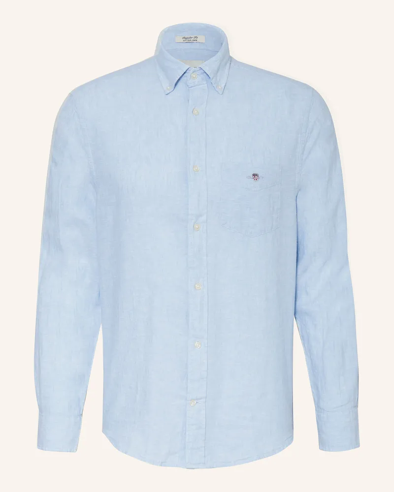 Gant Hemd Regular Fit mit Leinen Hellblau