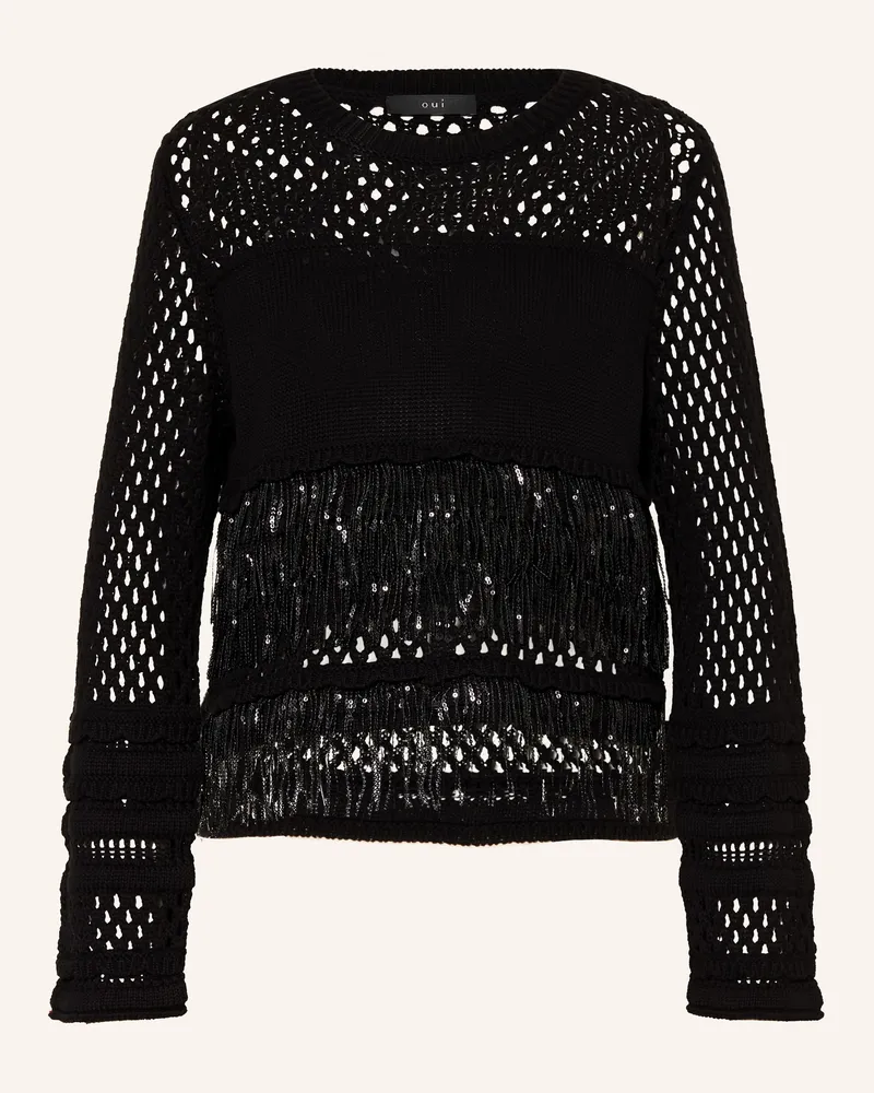 Oui  Pullover Mit Pailletten schwarz Schwarz