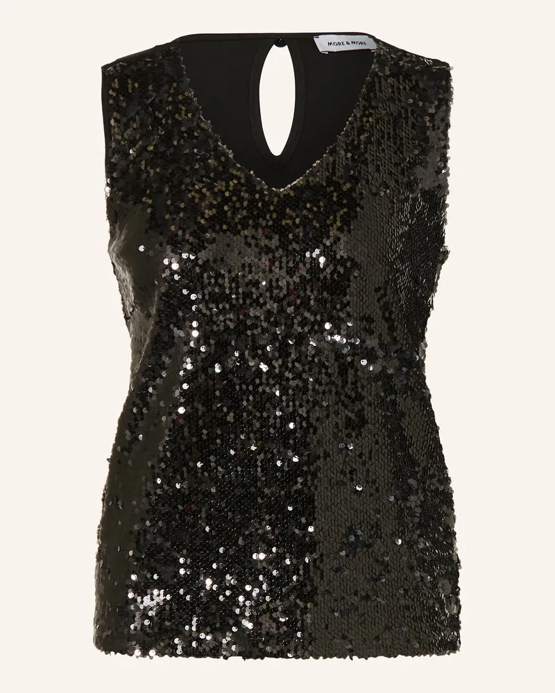 More & More Blusentop mit Pailletten Schwarz