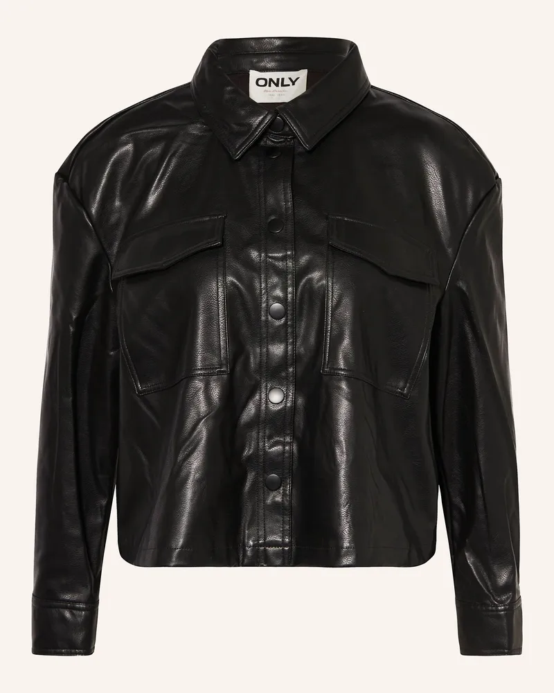 only Jacke In Lederoptik schwarz Schwarz