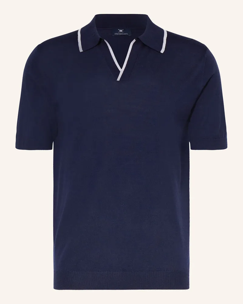 Strokesman's Strokesman Strick-Poloshirt blau Dunkelblau