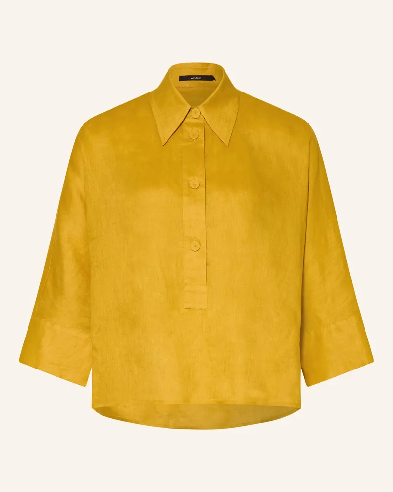 windsor. Blusenshirt aus Leinen mit 3/4-Arm Dunkelgelb