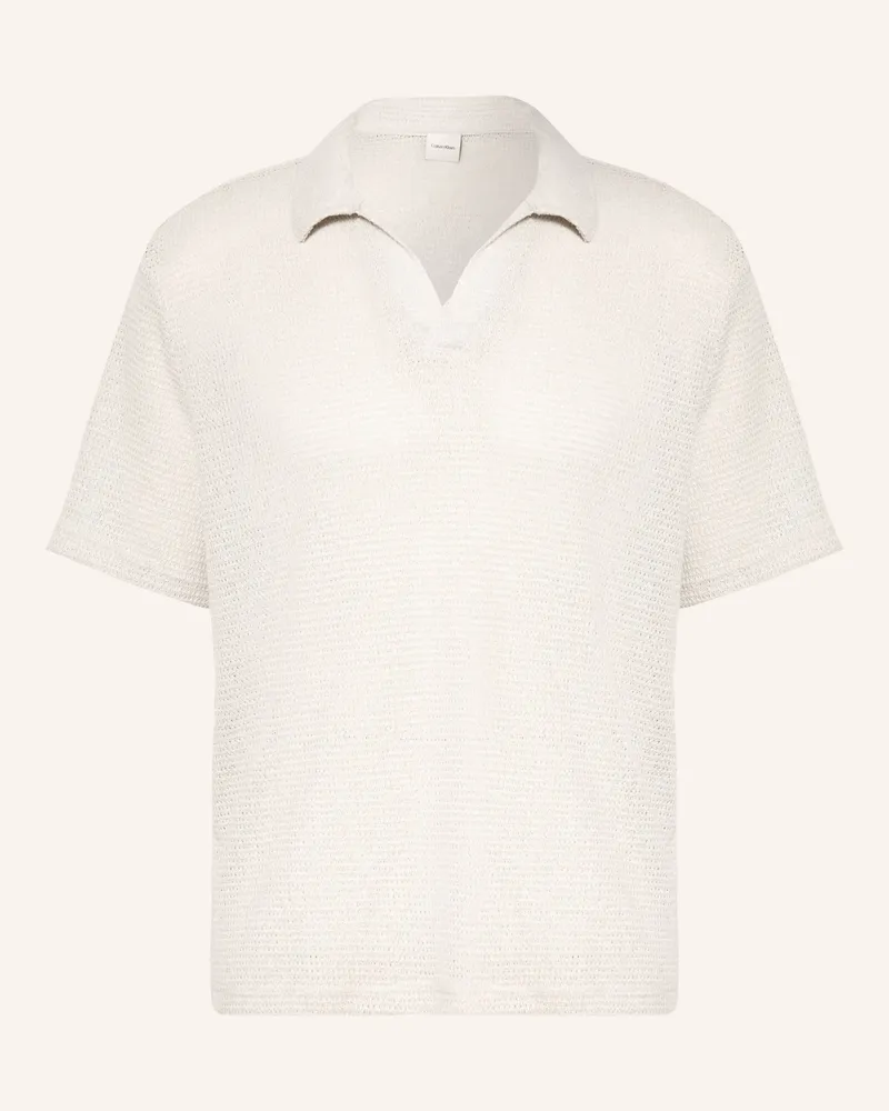 Calvin Klein Strick-Poloshirt Ecru