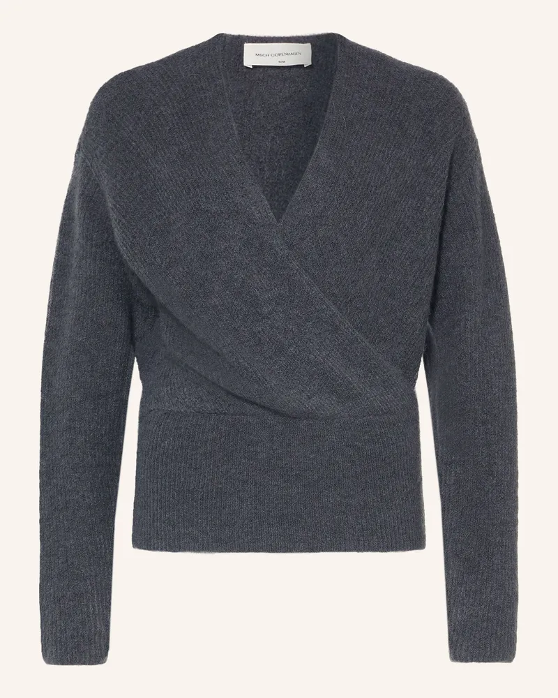 MOSS COPENHAGEN Pullover Mschbondie Hope In Wickeloptik blau Grau