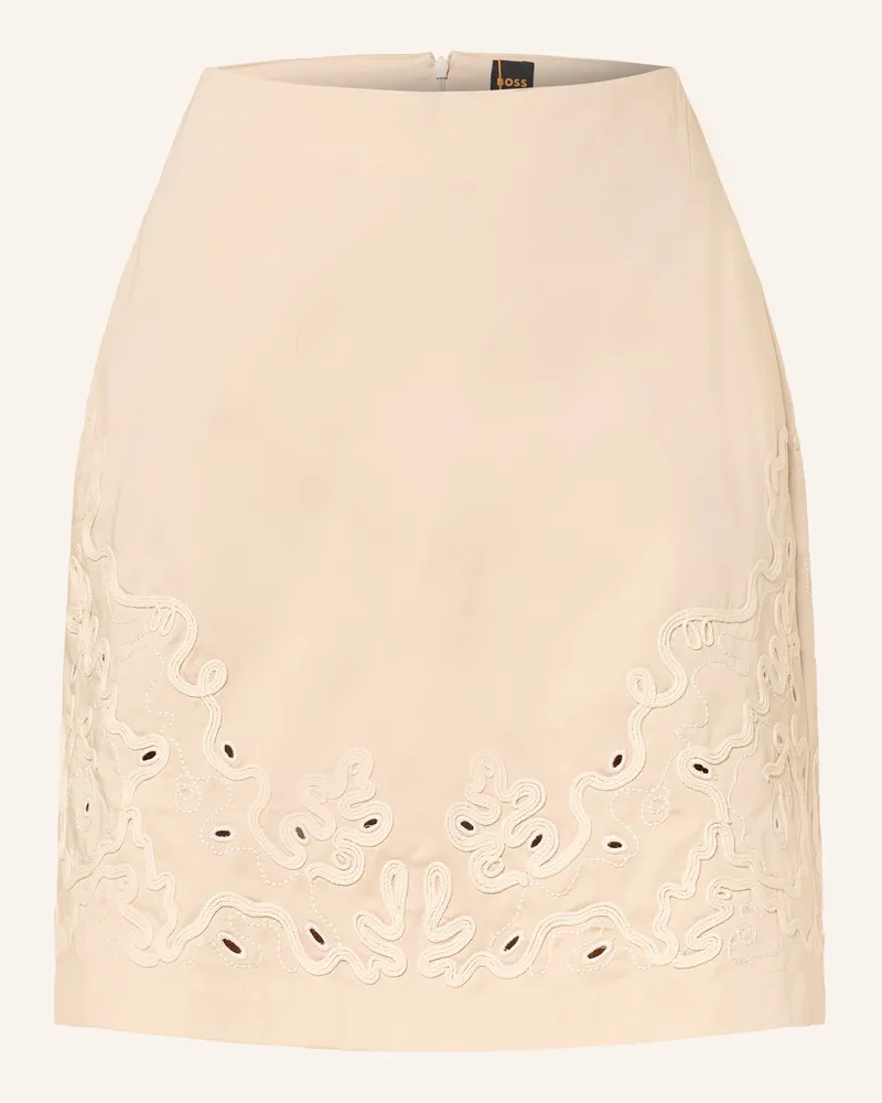 HUGO BOSS Rock VALEMBROI mit Lochspitze Beige
