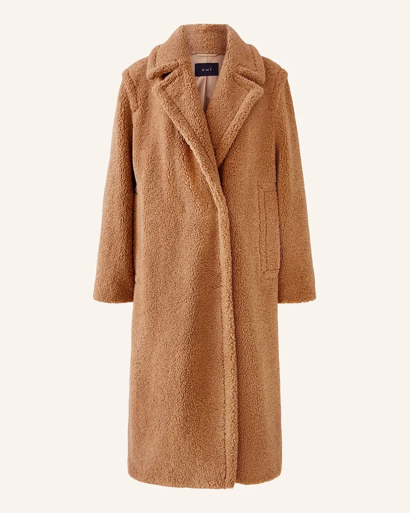Oui  Teddyfell-Mantel braun Camel