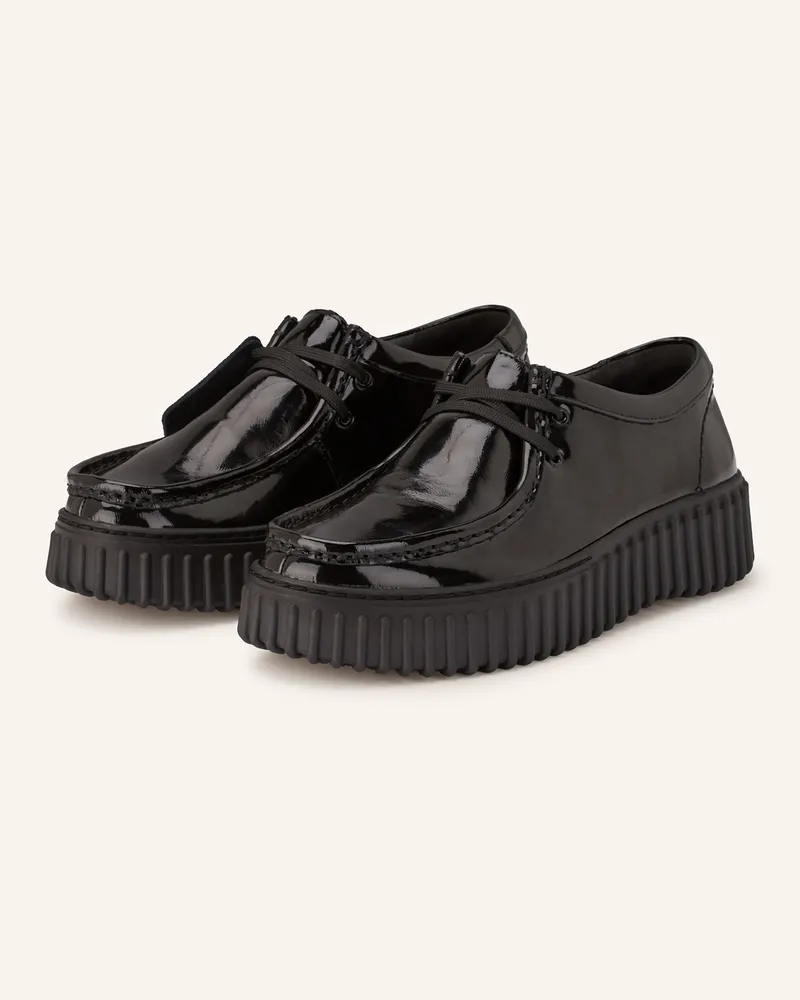 Clarks Lackschnürer Torhill Bee schwarz Schwarz