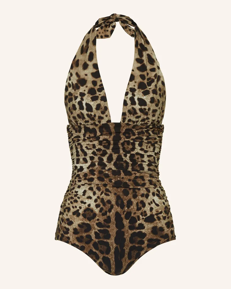 Dolce & Gabbana Neckholder-Badeanzug INTERO LEO NEW Hellbraun