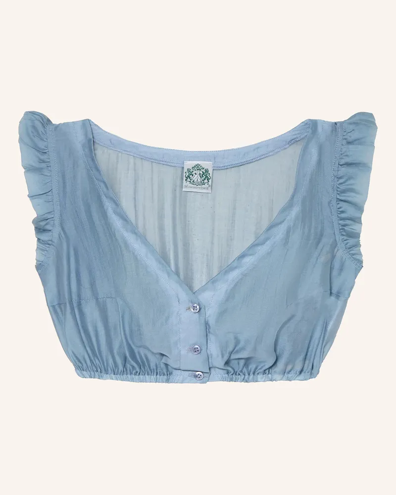 Hammerschmid Dirndlbluse EVELINE mit Rüschen Blaugrau